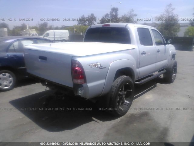 5TEJU62N36Z315873 - 2006 TOYOTA TACOMA DOUBLE CAB PRERUNNER SILVER photo 4