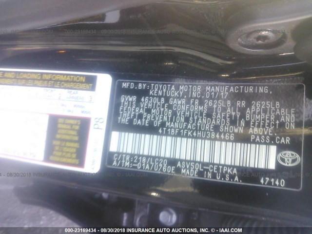 4T1BF1FK4HU384466 - 2017 TOYOTA CAMRY LE/XLE/SE/XSE BLACK photo 9