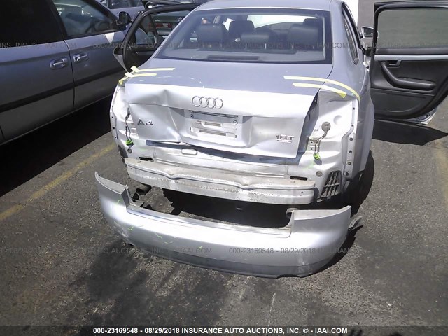 WAULC68E92A253660 - 2002 AUDI A4 1.8T QUATTRO SILVER photo 6