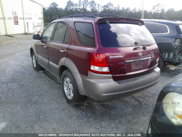 KNDJC733355419772 - 2005 KIA SORENTO EX/LX RED photo 3