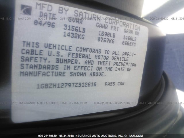 1G8ZH1279TZ312618 - 1996 SATURN SC2 BROWN photo 9