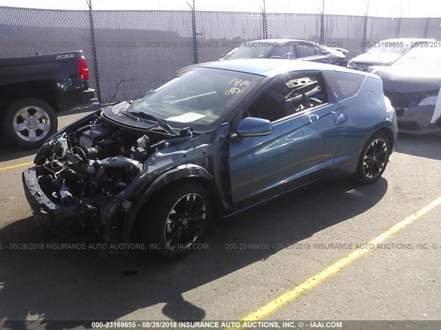 JHMZF1D68FS000589 - 2015 HONDA CR-Z EX BLUE photo 2