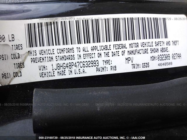 1J8HG48P47C632993 - 2007 JEEP COMMANDER Qara foto 9