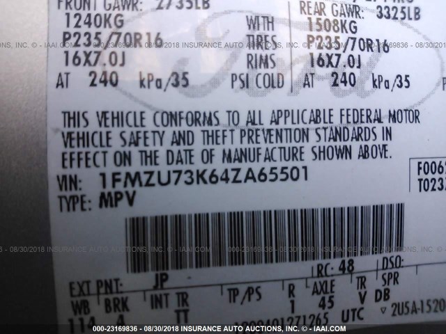 1FMZU73K64ZA65501 - 2004 FORD EXPLORER XLT/XLT SPORT/NBX 灰色 照片 9