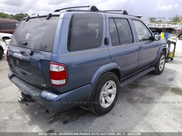 JN8DR09X22W651030 - 2002 NISSAN PATHFINDER LE/SE BLUE photo 4