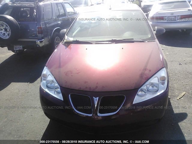 1G2ZF57B284175644 - 2008 PONTIAC G6 VALUE LEADER/BASE BURGUNDY photo 6