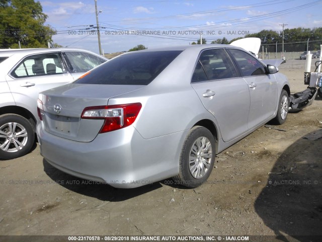 4T1BF1FK5CU573362 - 2012 TOYOTA CAMRY SE/LE/XLE SILVER photo 4