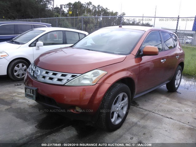 JN8AZ08T84W215982 - 2004 NISSAN MURANO SL/SE ORANGE photo 2