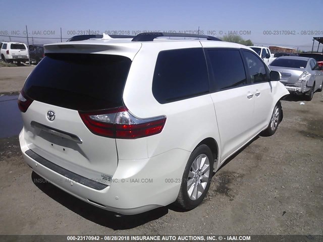 5TDDK3DC1FS104293 - 2015 TOYOTA SIENNA XLE/LIMITED WHITE photo 4