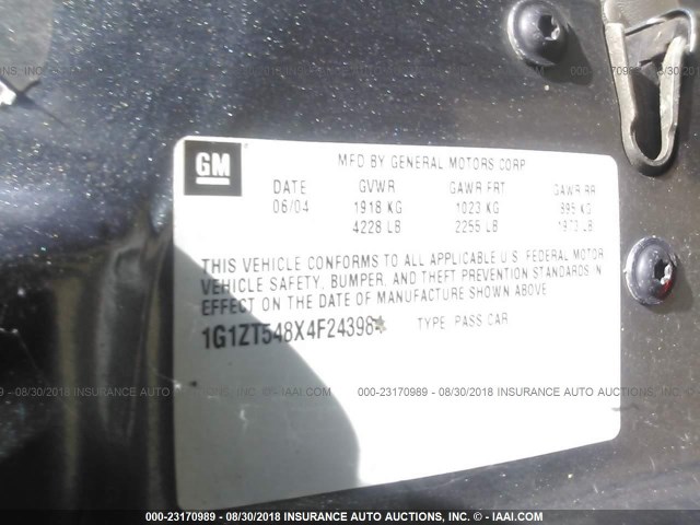 1G1ZT548X4F243984 - 2004 CHEVROLET MALIBU LS Yaşıl foto 9