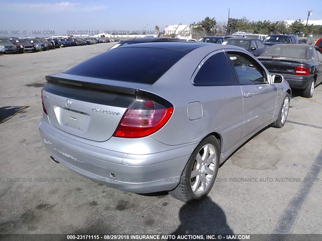 WDBRN40J33A535751 - 2003 MERCEDES-BENZ C 230K SPORT COUPE SILVER photo 4