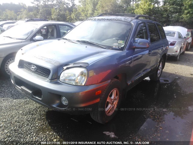 KM8SC13D52U172827 - 2002 HYUNDAI SANTA FE GLS/LX BLUE photo 2