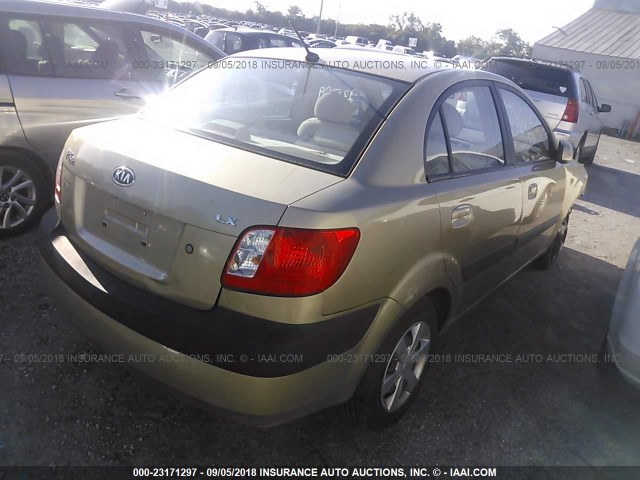 KNADE123966139997 - 2006 KIA RIO BEIGE photo 4