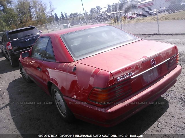 WDBFA66E5NF061943 - 1992 MERCEDES-BENZ 500 SL RED photo 3