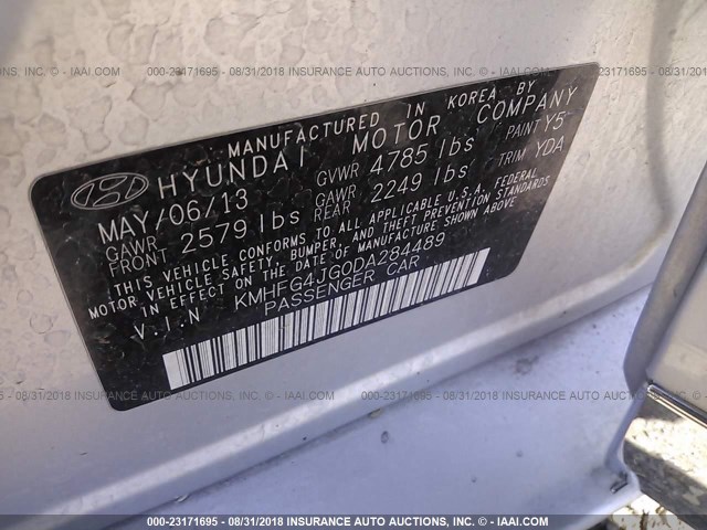 KMHFG4JG0DA284489 - 2013 HYUNDAI AZERA SILVER photo 9