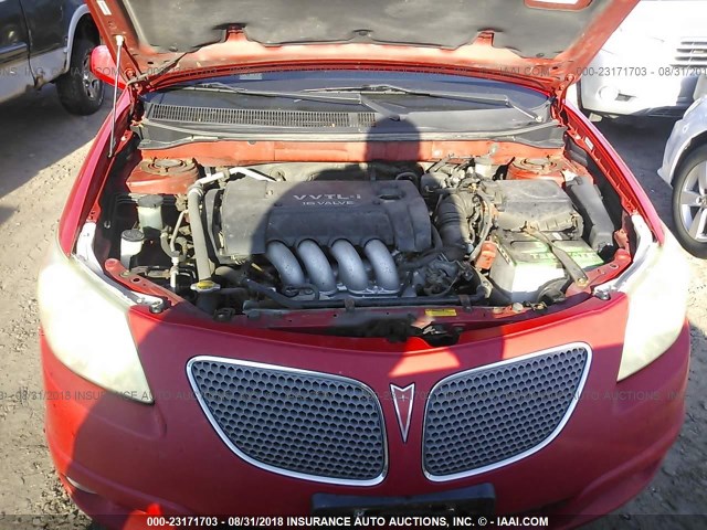 5Y2SN63L65Z410193 - 2005 PONTIAC VIBE GT RED photo 10