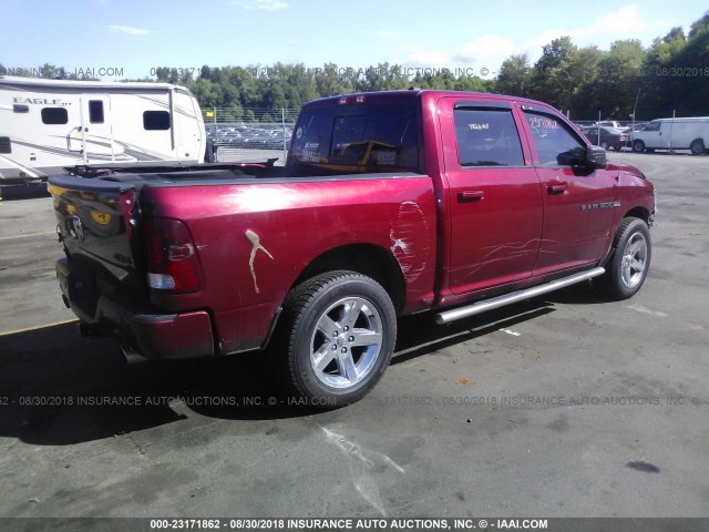 1C6RD7MT3CS149754 - 2012 DODGE RAM 1500 SPORT RED photo 4