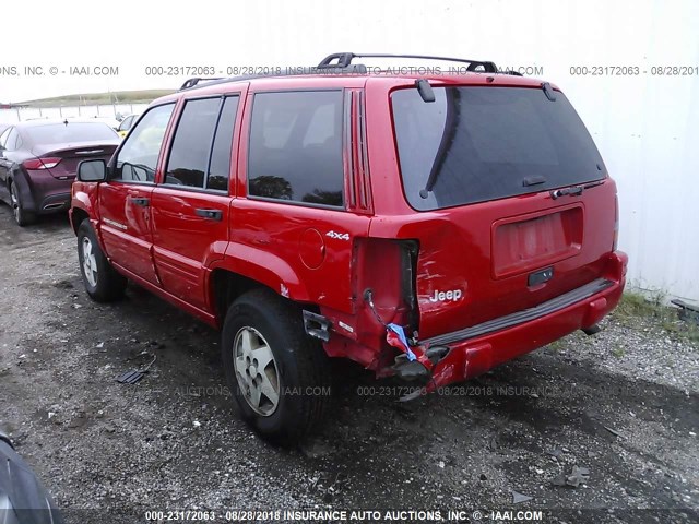 1J4GZ48S8WC222370 - 1998 JEEP GRAND CHEROKEE LAREDO/SPECIAL RED photo 3