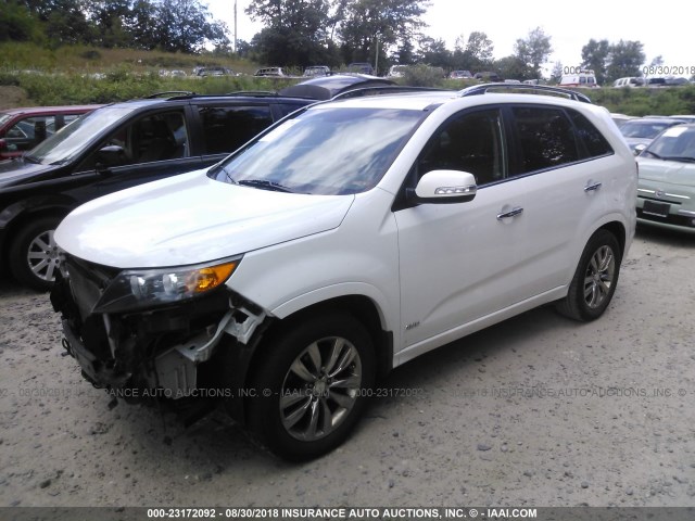 5XYKWDA24DG419614 - 2013 KIA SORENTO SX WHITE photo 2