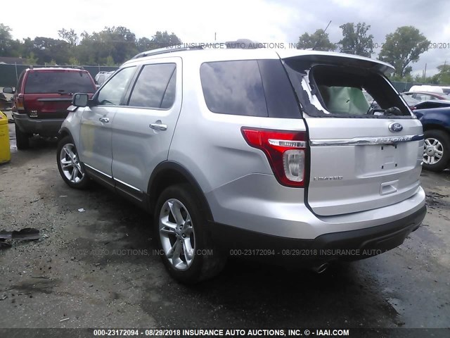 1FMHK8F80CGA63728 - 2012 FORD EXPLORER LIMITED SILVER photo 3