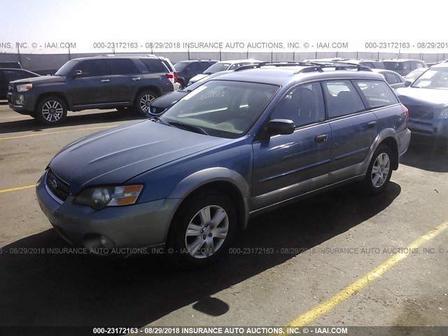 4S4BP61C857390601 - 2005 SUBARU LEGACY OUTBACK 2.5I BLUE photo 2