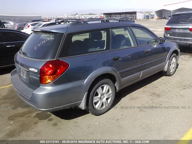 4S4BP61C857390601 - 2005 SUBARU LEGACY OUTBACK 2.5I BLUE photo 4