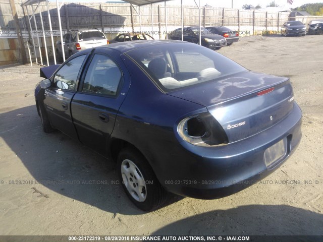 1B3ES46C11D261917 - 2001 DODGE NEON SE/ES BLUE photo 3