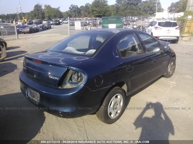 1B3ES46C11D261917 - 2001 DODGE NEON SE/ES BLUE photo 4