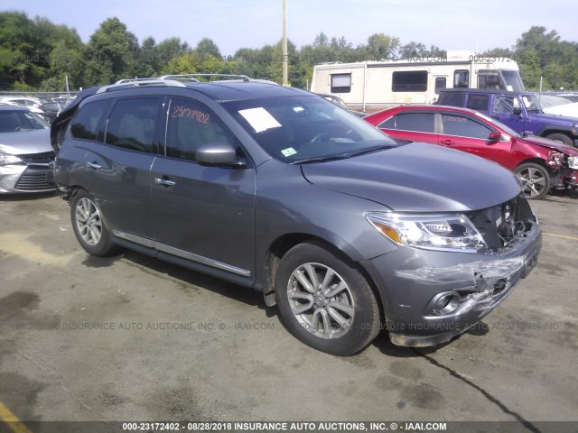 5N1AR2MM9GC626556 - 2016 NISSAN PATHFINDER S/SV/SL/PLATINUM GRAY photo 1
