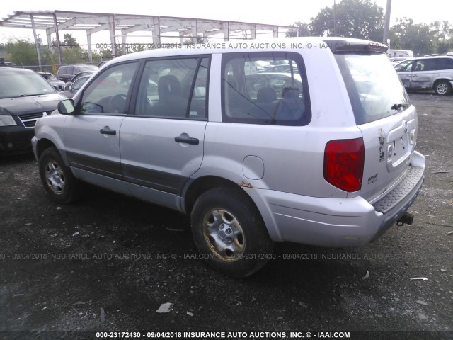 2HKYF181X5H558758 - 2005 HONDA PILOT LX SILVER photo 3