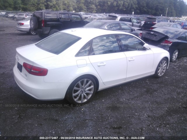 WAUFFAFL8DN007736 - 2013 AUDI A4 PREMIUM PLUS WHITE photo 4