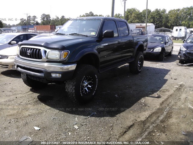 5TEHN72NX1Z831786 - 2001 TOYOTA TACOMA DOUBLE CAB მწვანე ფოტო 2