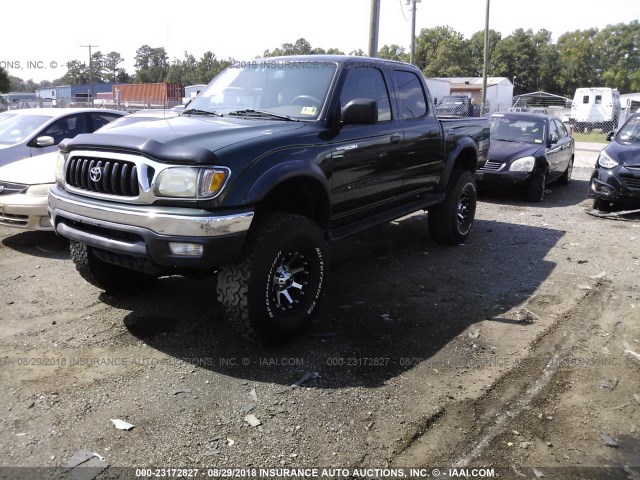 5TEHN72NX1Z831786 - 2001 TOYOTA TACOMA DOUBLE CAB GREEN photo 2