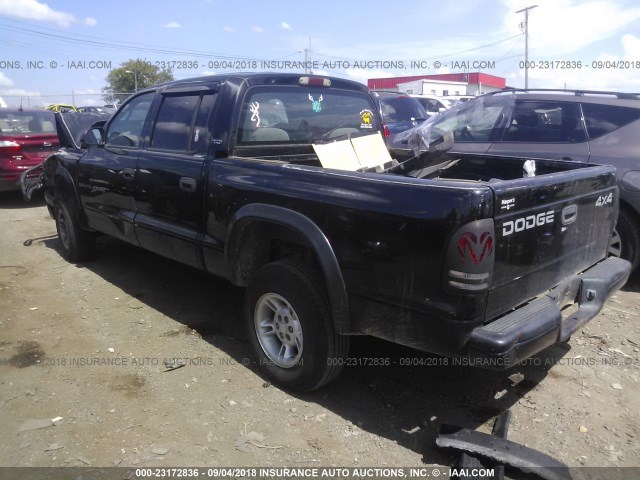 1B7GG2AN9YS785330 - 2000 DODGE DAKOTA QUAD BLACK photo 3