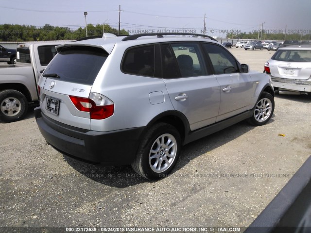 WBXPA73424WB27778 - 2004 BMW X3 2.5I GRAY photo 4