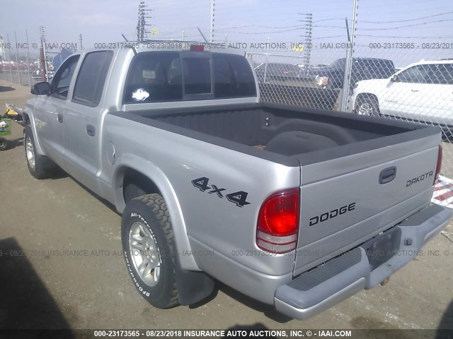 1D7HG38N73S340549 - 2003 DODGE DAKOTA QUAD SPORT SILVER photo 3