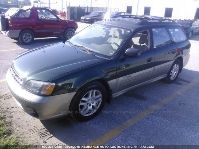 4S3BH665727610687 - 2002 SUBARU LEGACY OUTBACK GREEN photo 2