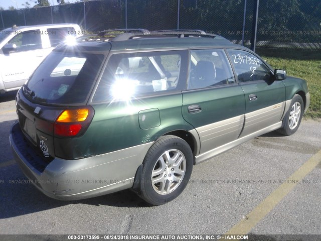 4S3BH665727610687 - 2002 SUBARU LEGACY OUTBACK GREEN photo 4