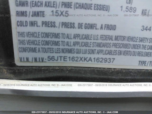 56JTE162XKA162937 - 2019 UTILITY TRAILER Unknown photo 9