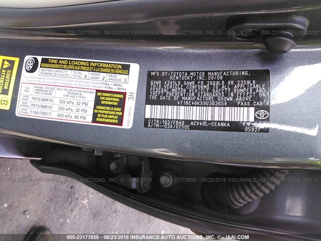 4T1BE46KX9U363658 - 2009 TOYOTA CAMRY SE/LE/XLE Dark Blue photo 9