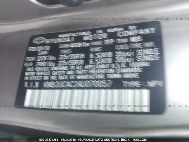 KM8JUCAC2AU070057 - 2010 HYUNDAI TUCSON GLS/LIMITED ოქროსფერი ფოტო 9