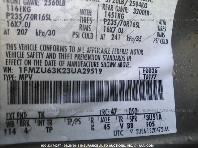 1FMZU63K23UA29519 - 2003 FORD EXPLORER XLT/XLT SPORT/NBX 金色 照片 9