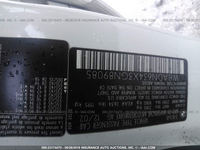 WBADN634X3GN89085 - 2003 BMW 540 I AUTOMATIC WHITE photo 9