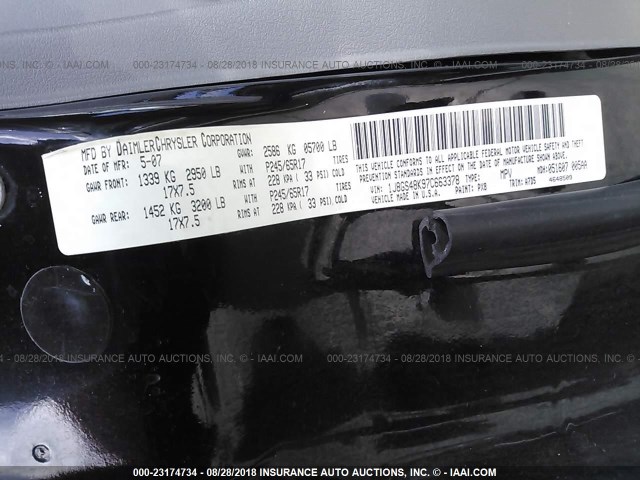 1J8GS48K97C663378 - 2007 JEEP GRAND CHEROKEE LAREDO/COLUMBIA/FREEDOM 黑色 照片 9