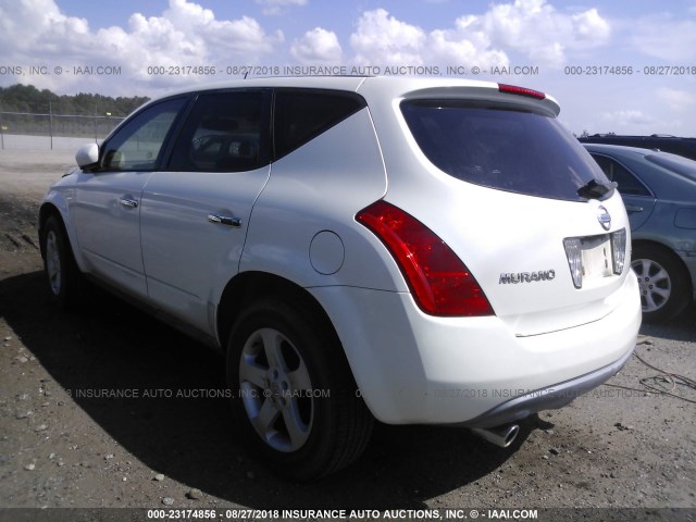 JN8AZ08T83W114357 - 2003 NISSAN MURANO SL/SE WHITE photo 3