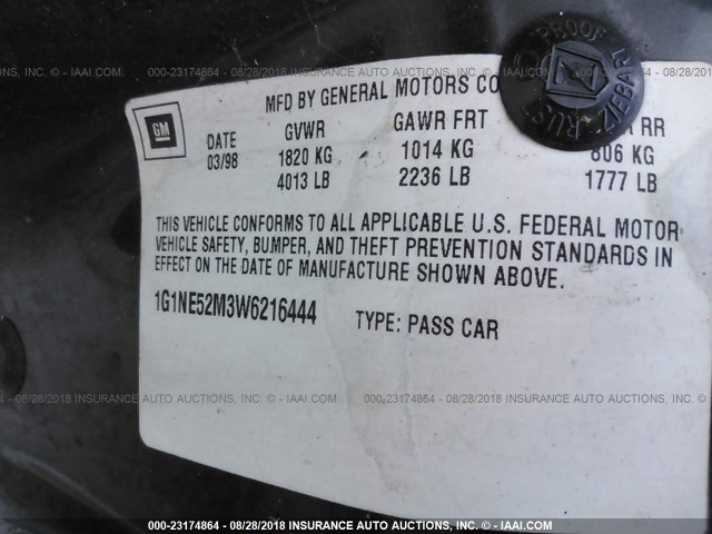 1G1NE52M3W6216444 - 1998 CHEVROLET MALIBU LS 蓝色 照片 9