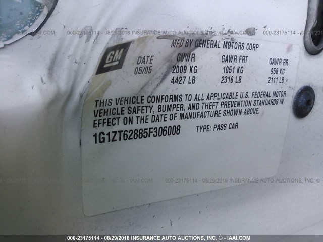 1G1ZT62885F306008 - 2005 CHEVROLET MALIBU MAXX LS 白色 照片 9