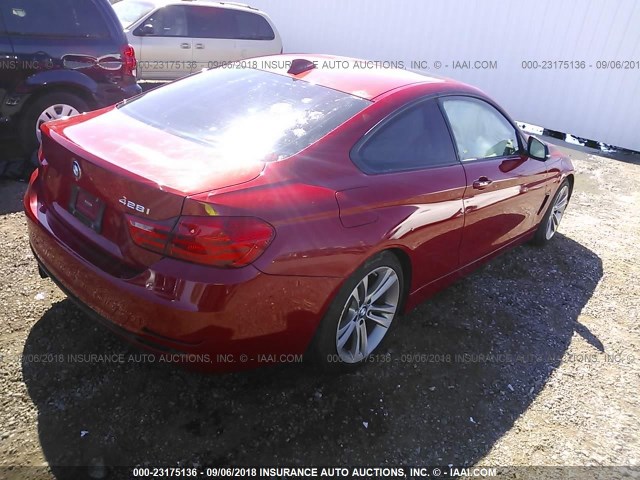 WBA3N3C51EF712476 - 2014 BMW 428 I RED photo 4