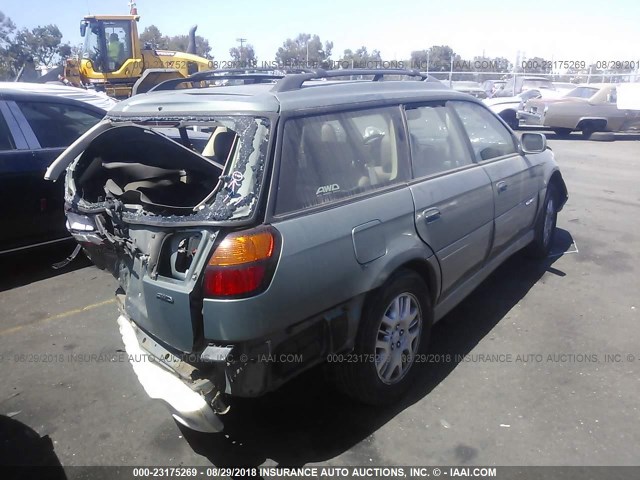 4S3BH686746645955 - 2004 SUBARU LEGACY OUTBACK LIMITED GREEN photo 4