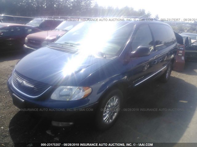 2C8GT64L81R165653 - 2001 CHRYSLER TOWN & COUNTRY LIMITED BLUE photo 2